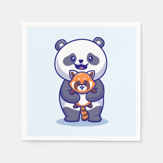 Panda and Fox Napkin (Front)
