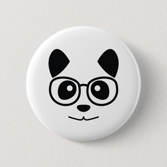Panda And Glasses 6 Cm Round Badge (Front)
