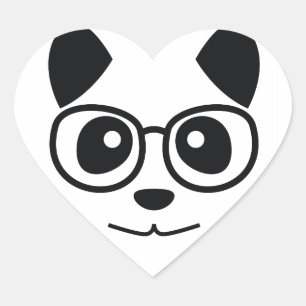 Panda And Glasses Heart Sticker