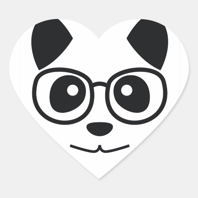 Panda And Glasses Heart Sticker (Front)