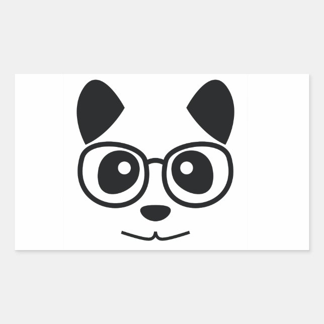Panda And Glasses Rectangular Sticker (Front)