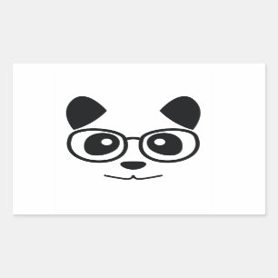 Panda And Glasses Rectangular Sticker