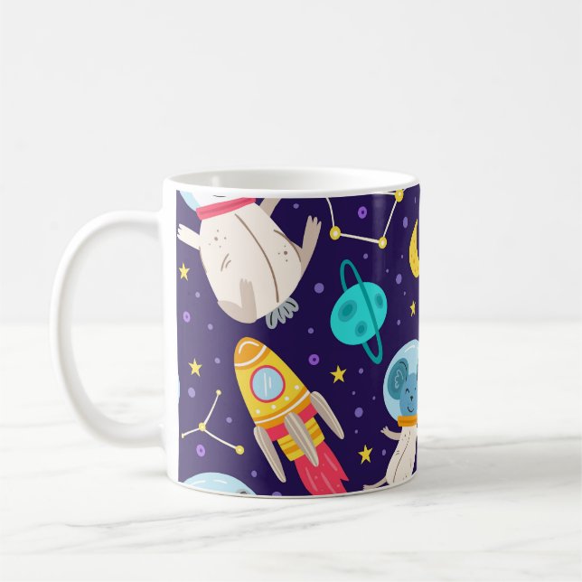Panda And Mouse Astronaut Kids Pattern Coffee Mug (Left)