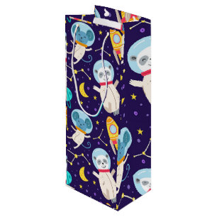 Panda And Mouse Astronaut Kids Pattern Wine Gift Bag