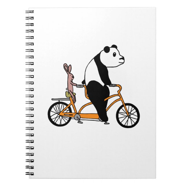 Panda and Rabbit Biking Tandem Bicycle Kids Notebook (Front)