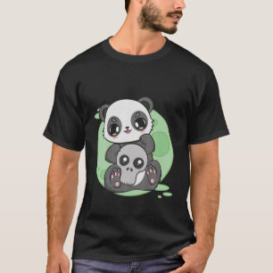 Panda And Skulls And Skeleton Anime Manga Moon Zoo T-Shirt
