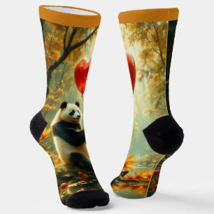 Panda and the heart balloon socks