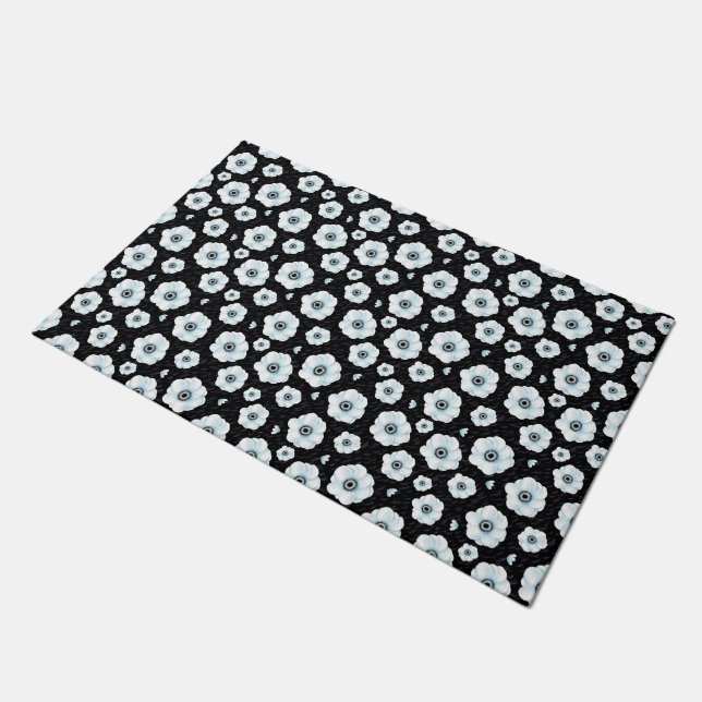 Panda Anemone Floral Doormat (Angled)