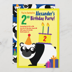 Panda Animal Kid's Birthday Party Invitations