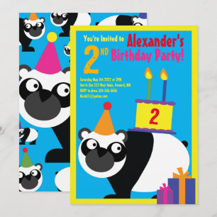 Panda Animal Kid's Birthday Party Invitations