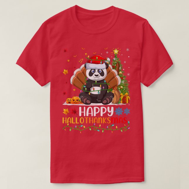 Panda Animal Lover Funny Happy Panda HelloThanksMa T-Shirt (Design Front)