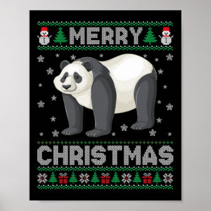 Panda Animal Men Women Kids Ugly Christmas Sweater Poster