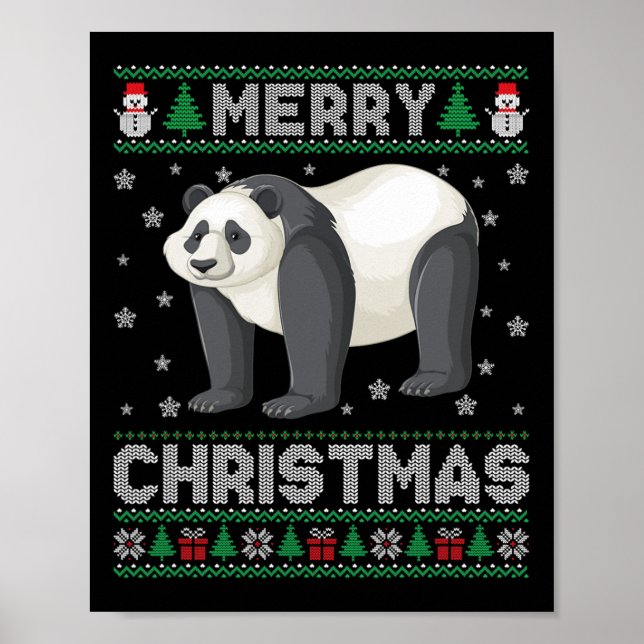 Panda Animal Men Women Kids Ugly Christmas Sweater Poster (Front)