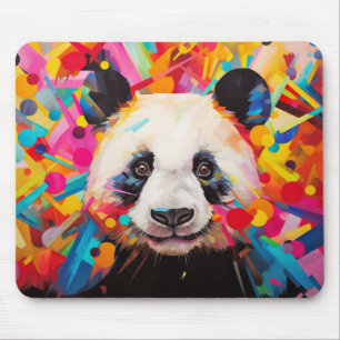 Panda Animal Portrait Colourful Painting Mouse Mat
