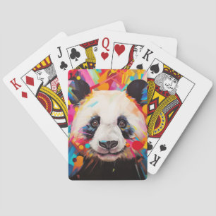 Panda Animal Portrait Colourful Painting Playing Cards