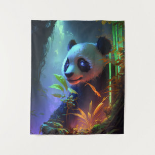 Panda Animal Portrait Painting Wildlife Outdoors Tapestry