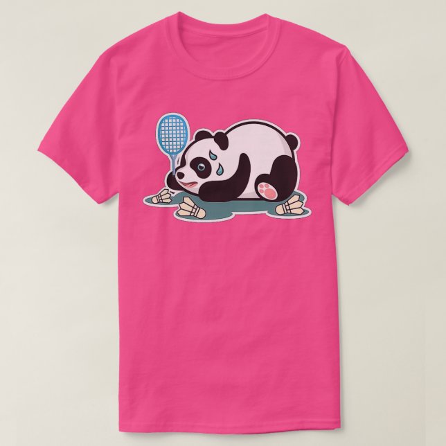 Panda Animals Badminton Shuttlecocks T-Shirt (Design Front)