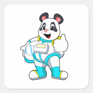 Panda as Astronaut with Costume Square Sticker