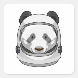 Panda as Astronaut with Helmet Square Sticker