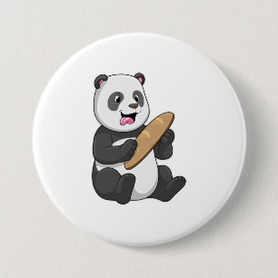 Panda as Baker with Bread 7.5 Cm Round Badge