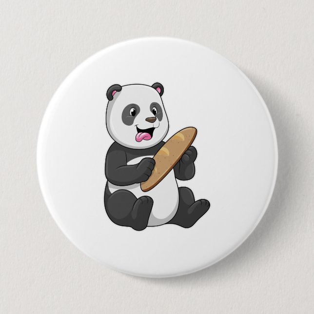 Panda as Baker with Bread 7.5 Cm Round Badge (Front)