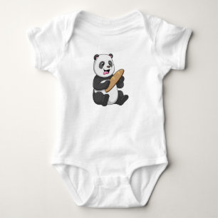 Panda as Baker with Bread Baby Bodysuit