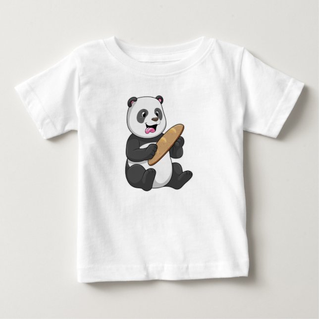 Panda as Baker with Bread Baby T-Shirt (Front)