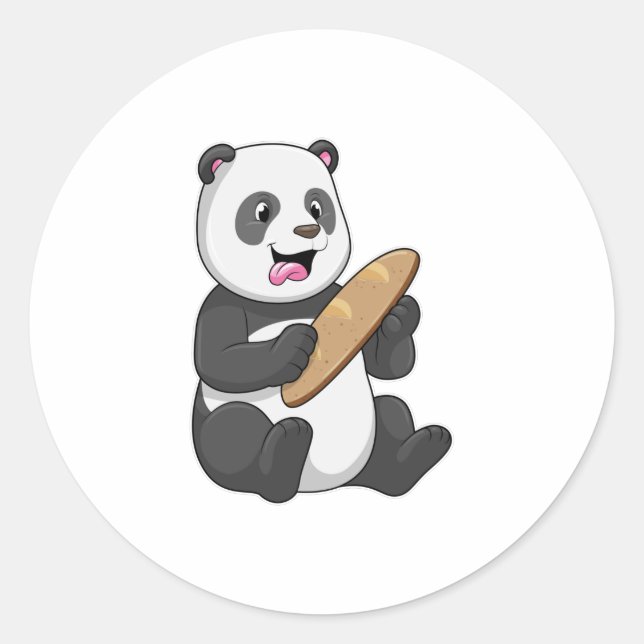 Panda as Baker with Bread Classic Round Sticker (Front)