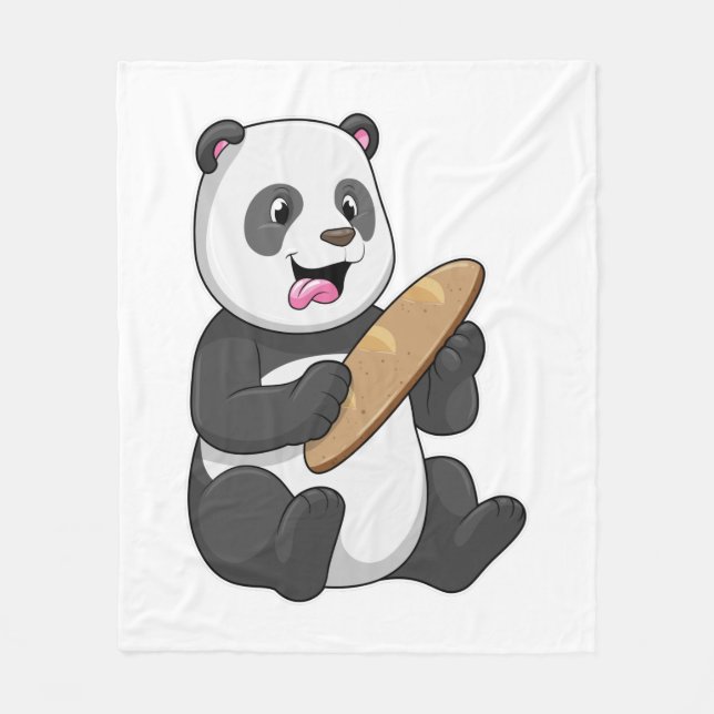 Panda as Baker with Bread Fleece Blanket (Front)