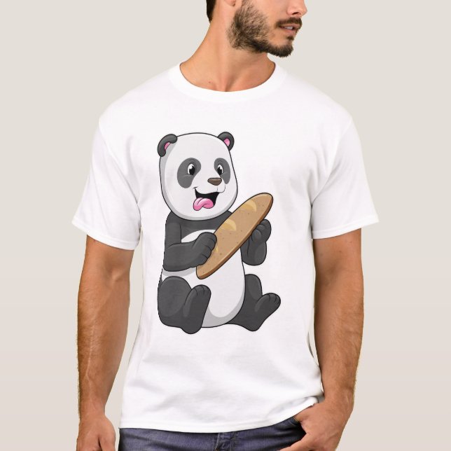 Panda as Baker with Bread T-Shirt (Front)