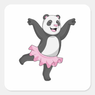 Panda as Ballerina at Ballet Square Sticker