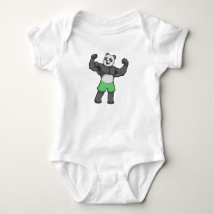 Panda as Bodybuilder at Bodybuilding Baby Bodysuit
