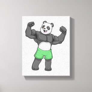 Panda as Bodybuilder at Bodybuilding Canvas Print
