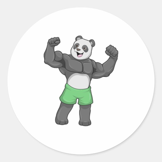 Panda as Bodybuilder at Bodybuilding Classic Round Sticker (Front)