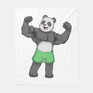 Panda as Bodybuilder at Bodybuilding Fleece Blanket