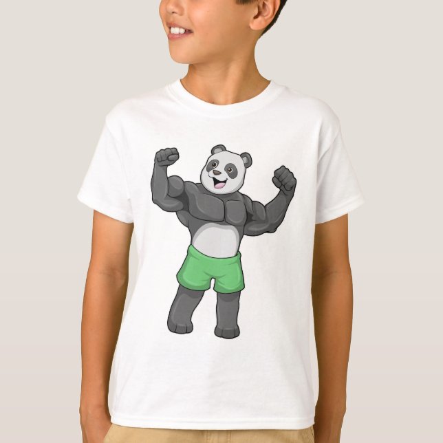 Panda as Bodybuilder at Bodybuilding T-Shirt (Front)