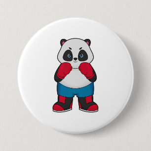 Panda as Boxer with Boxing gloves 7.5 Cm Round Badge