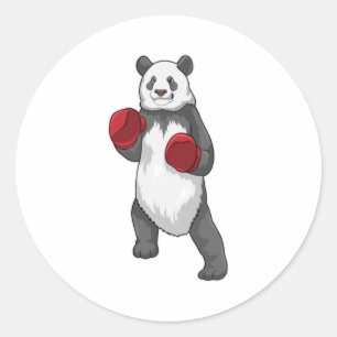 Panda as Boxer with Boxing gloves Classic Round Sticker
