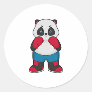 Panda as Boxer with Boxing gloves Classic Round Sticker