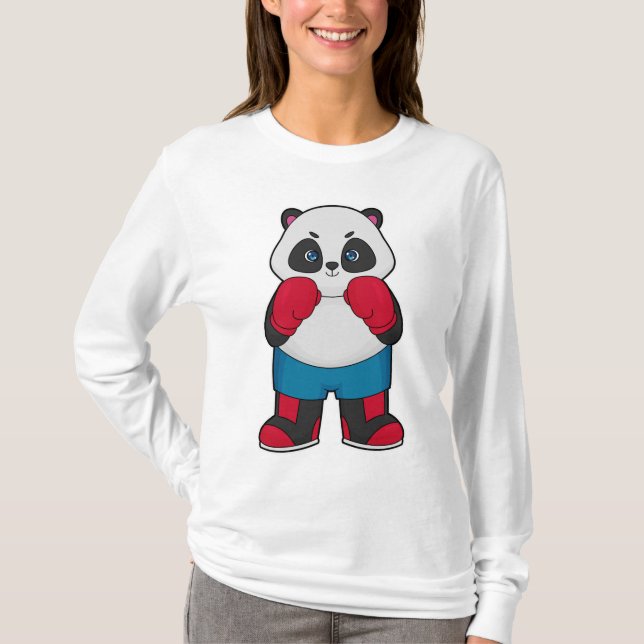 Panda as Boxer with Boxing gloves T-Shirt (Front)