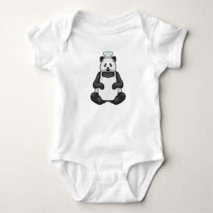 Panda as Chef with Cooking hat Baby Bodysuit
