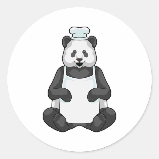Panda as Chef with Cooking hat Classic Round Sticker (Front)