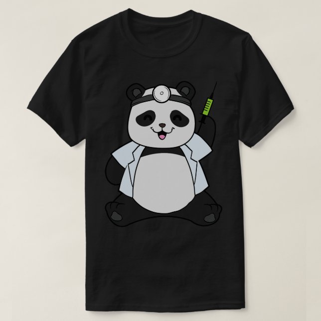 Panda as doctor with syringe T-Shirt (Design Front)