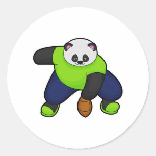 Panda as Football player with Football Classic Round Sticker