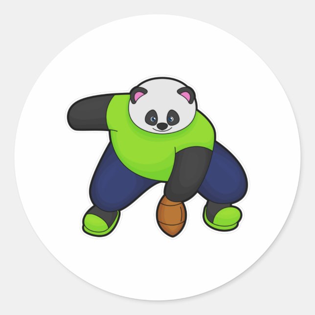 Panda as Football player with Football Classic Round Sticker (Front)