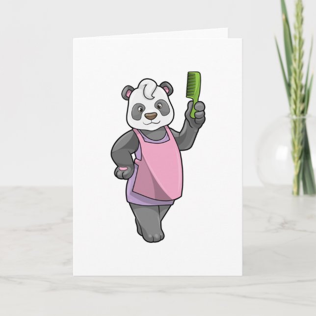 Panda as Hairdresser with Comb Card (Front)