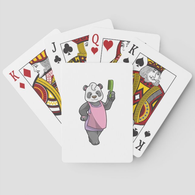 Panda as Hairdresser with Comb Playing Cards (Back)
