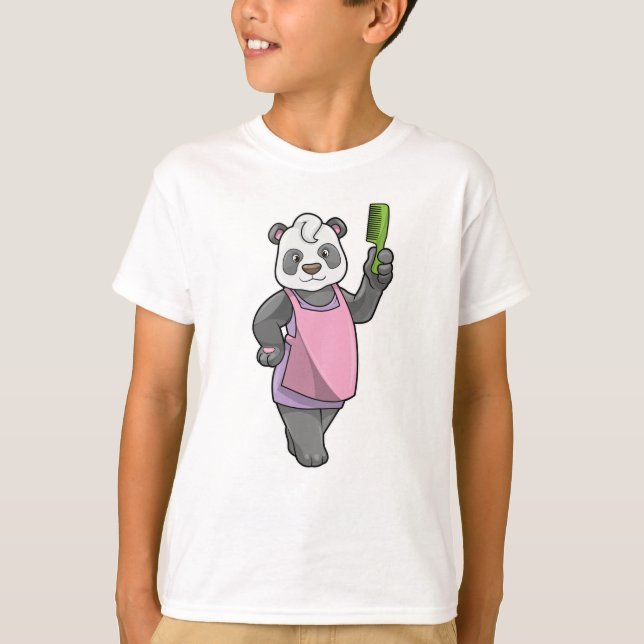Panda as Hairdresser with Comb T-Shirt (Front)