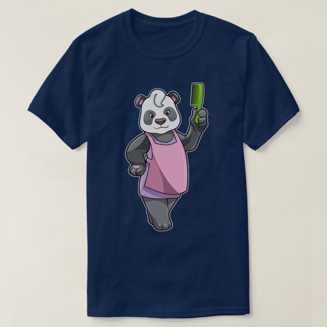 Panda as Hairdresser with Comb T-Shirt (Design Front)