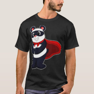 Panda as Hero with Mask Cape T-Shirt